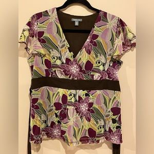 apt.9 petite xl floral flutter sleeve wrap top